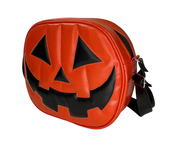 Bolsa Gótica Crossbody de Calabaza “Happy Pumpkin” Naranja y Negro - Imagen 2