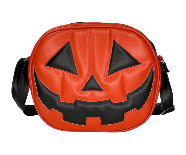 Bolsa Gótica Crossbody de Calabaza “Happy Pumpkin” Naranja y Negro