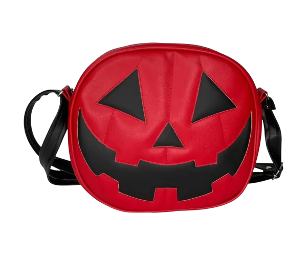 Bolsa Gótica Crossbody de Calabaza “Happy Pumpkin” Rojo y Negro