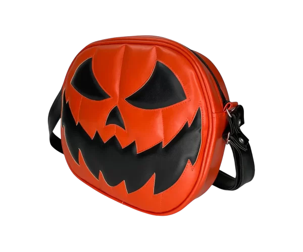 Bolsa Gótica Crossbody de Calabaza “Killer Pumpkin” Naranja y Negro - Imagen 2