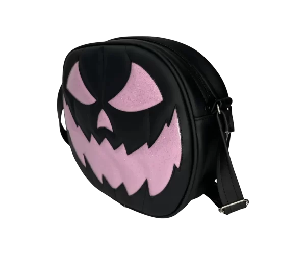 Bolsa Gótica Crossbody de Calabaza “Killer Pumpkin” Negro y Rosa - Imagen 2