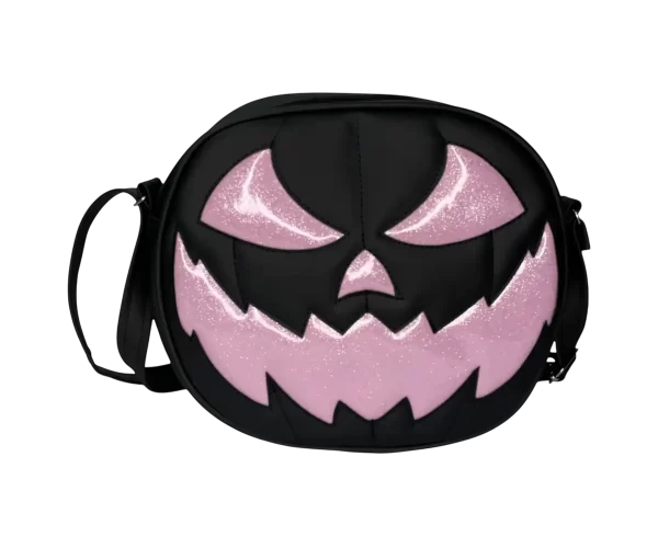 Bolsa Gótica Crossbody de Calabaza “Killer Pumpkin” Negro y Rosa