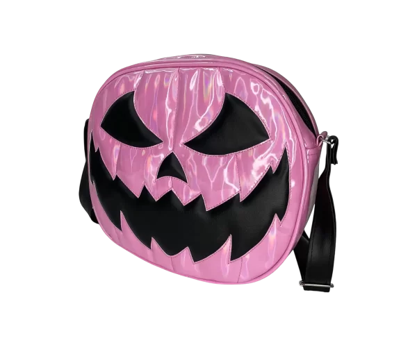 Bolsa Gótica Crossbody de Calabaza “Killer Pumpkin” Rosa y Negro - Imagen 2