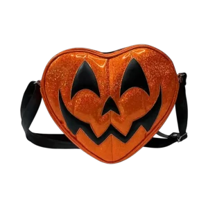 Bolsa Crossbody de Corazón “Pumpkin Heart Happy” Naranja y Negro