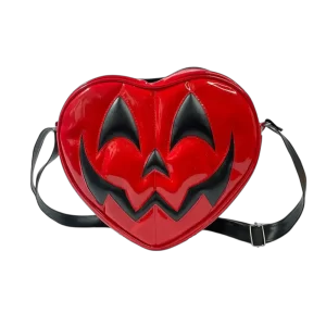 Bolsa Crossbody de Corazón “Pumpkin Heart Happy” Rojo y Negro